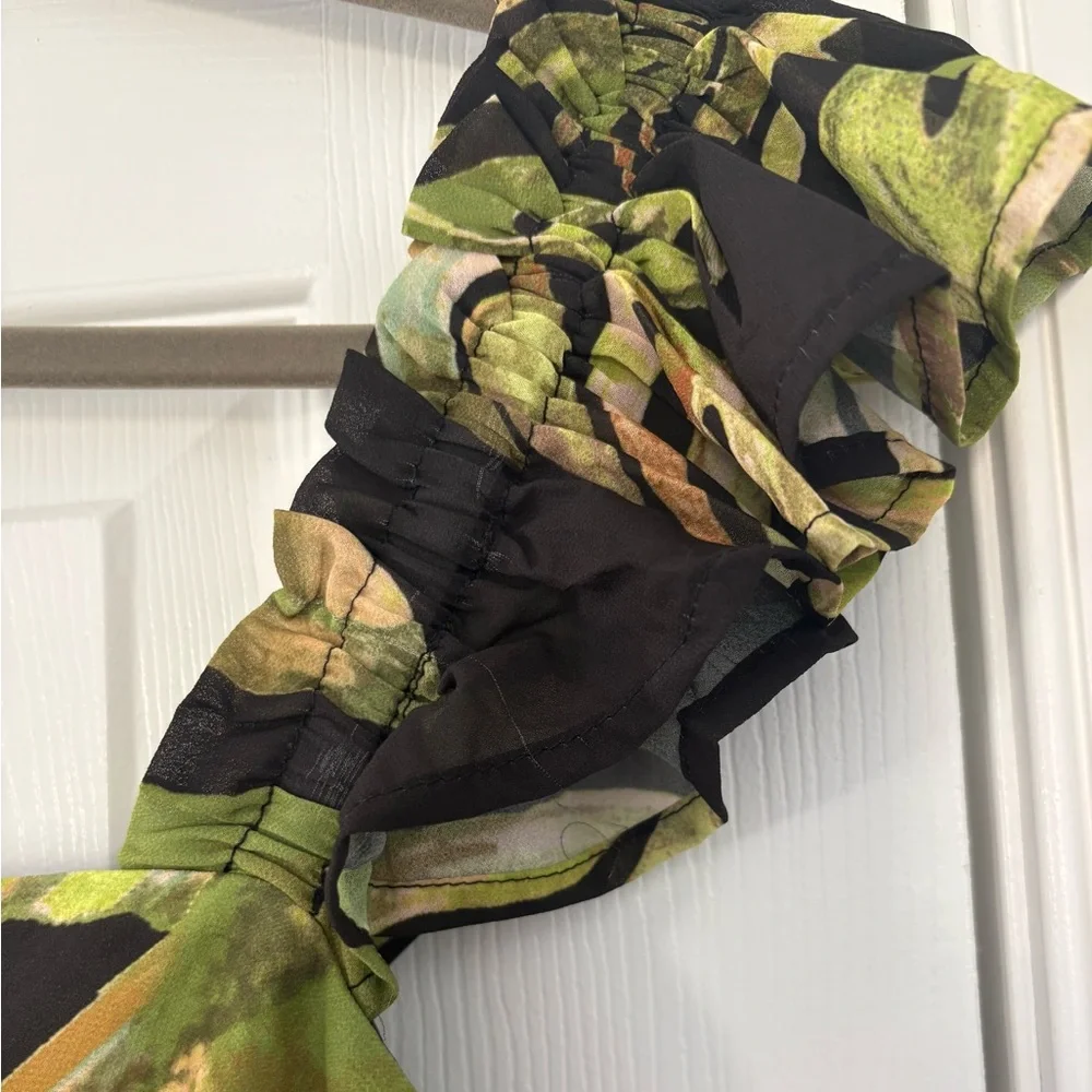 Baltic Born Encinitas Black and Green palm maxi Dress large - Picture 8 of 13